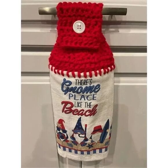 Crochet Top Kitchen Towel- There’s Gnome Place Like the Beach - Picture 3 of 3